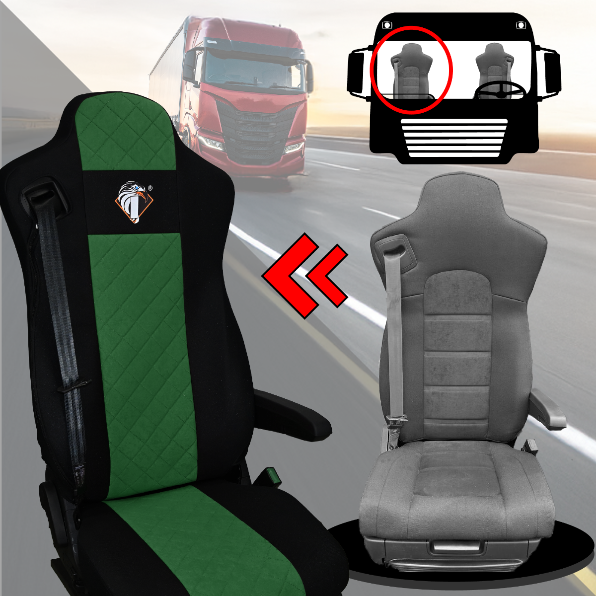 Pokrowce na fotele IVECO S-WAY od 2019 ZIELONY SABA