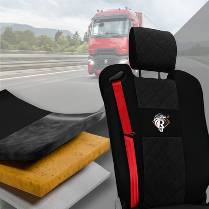 Pokrowce na fotele Renault Gama T od 2014 z zagłówkami regulowanymi 2 pasy CZARNY SABA