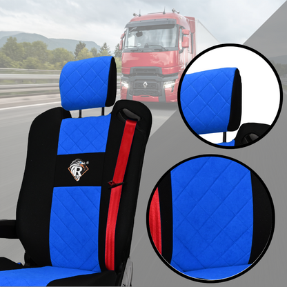 Pokrowce na fotele Renault Gama T od 2014 z zagłówkami regulowanymi 2 pasy NIEBIESKI SABA