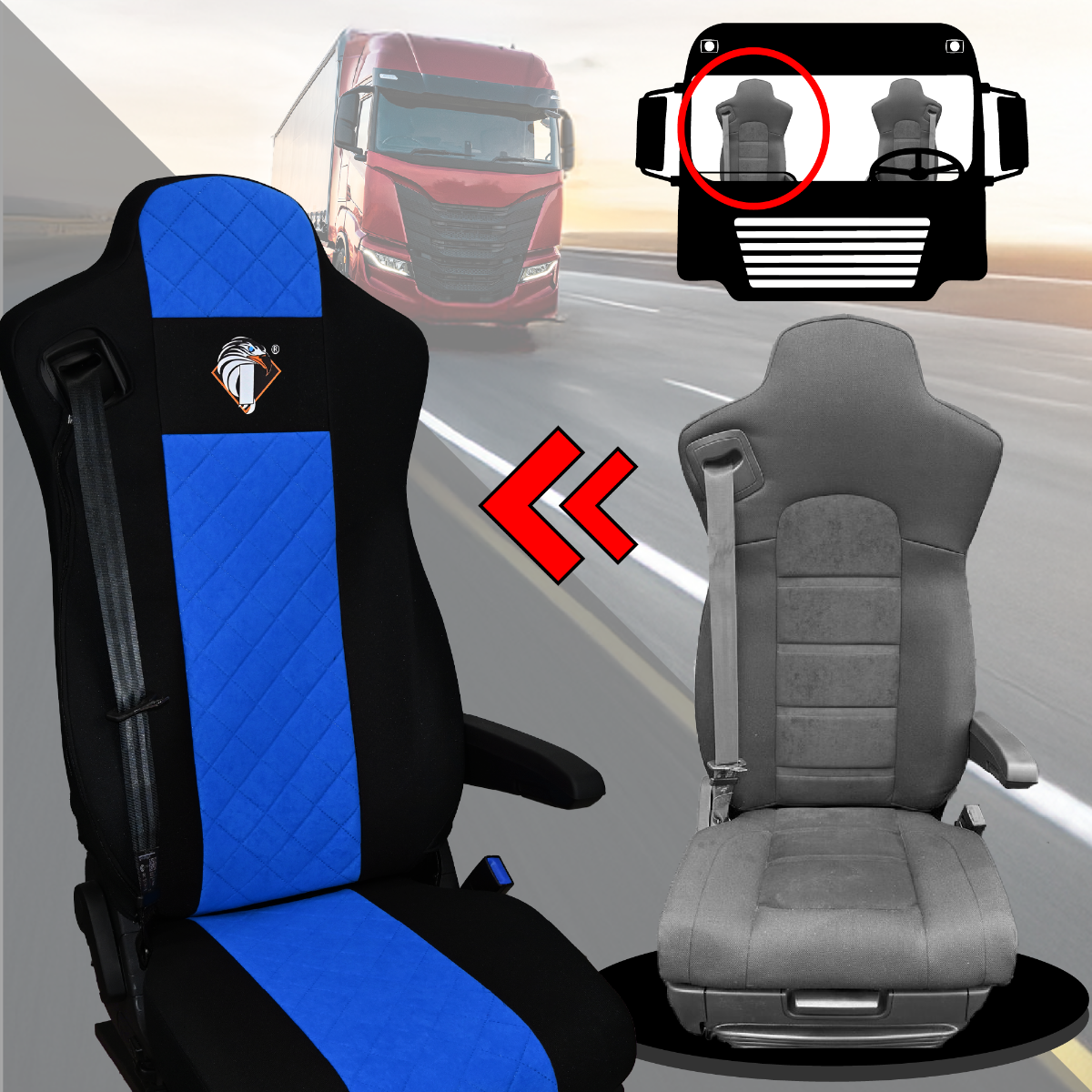 Pokrowce na fotele IVECO S-WAY od 2019 NIEBIESKI SABA