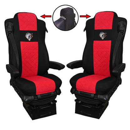 Pokrowce na fotele MERCEDES ACTROS MP4, AROX od 2011, MP5 od 2019 pasażer amortyzowany CZERWONY SABA