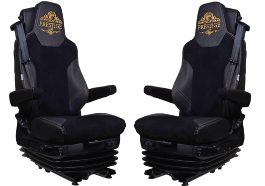 Pokrowce na fotele PRESTIGE-LINE MAN TGX, TGM, TGL, TGS od 2020 fotele lotnicze, 2 pasy CZARNY SABA