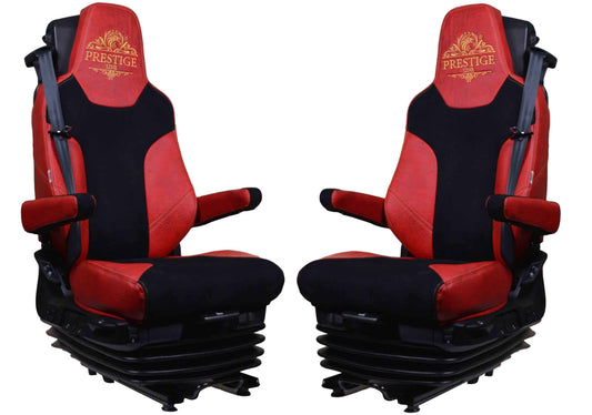 Pokrowce na fotele PRESTIGE-LINE MAN TGX, TGM, TGL, TGS od 2020 fotele lotnicze, 2 pasy CZERWONY SABA