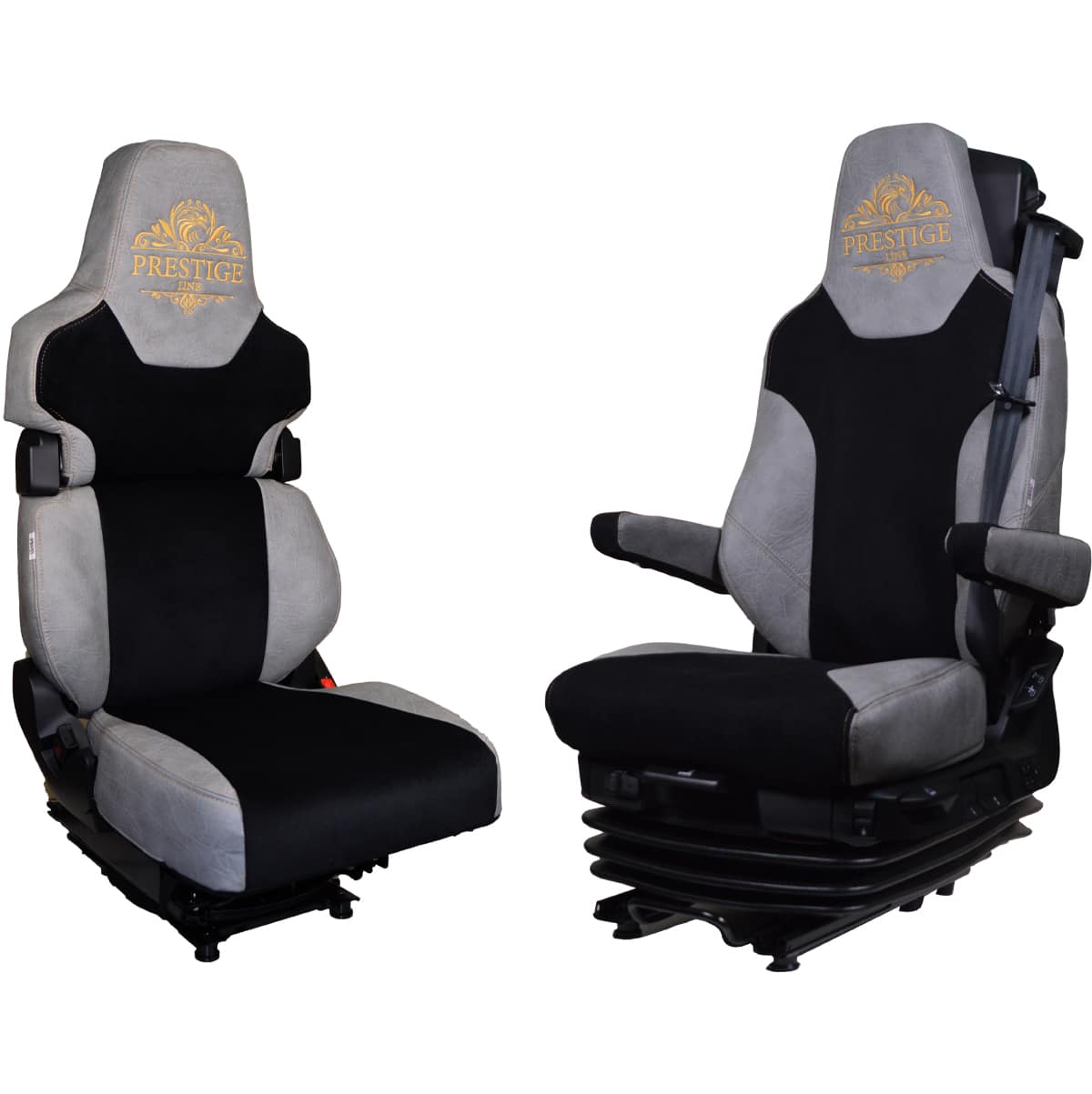 Pokrowce na fotele PRESTIGE-LINE MAN TGX, TGM, TGL, TGS od 2020 1 pas, fotel pasażera łamany SZARY SABA